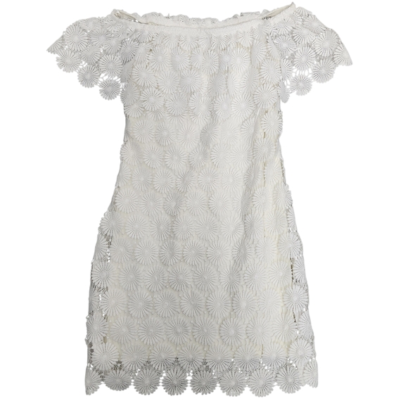 Trina Turk Dresses & Skirts - Trina Turk Bardot Floral Daisy Crochet Off Shoulder Midi Dress Women's S White